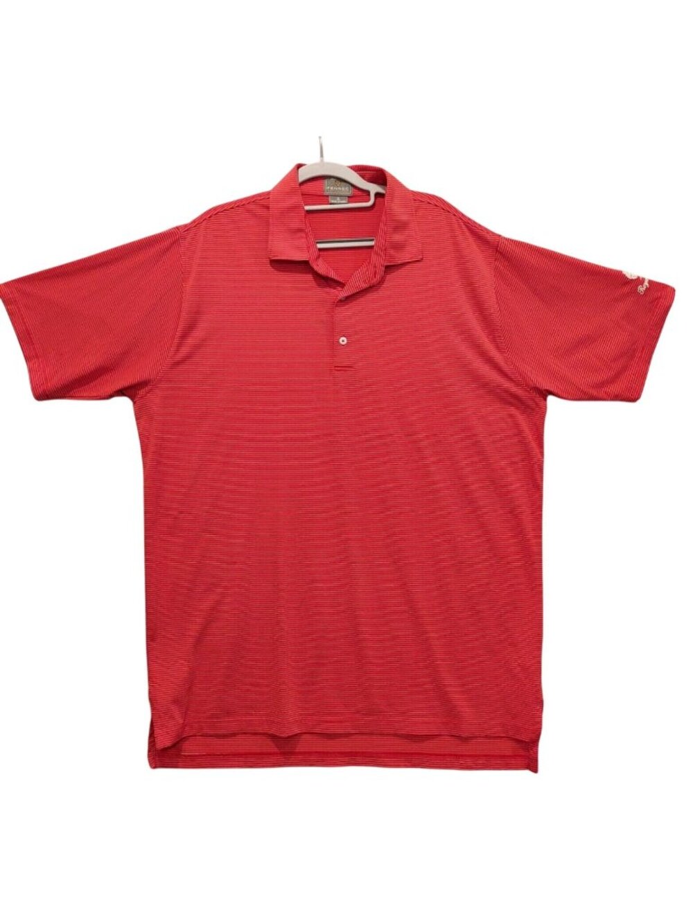 Fennec Polo Shirt Mens XL Red Striped White Polo Collar Golf Royal Oaks Buttons
